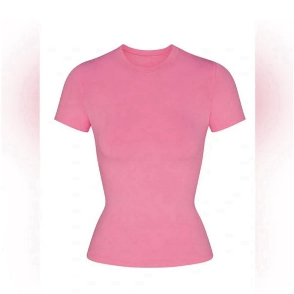 Skims Cotton Jersey T-Shirt – Pink – Size Large - Picture 1 of 3